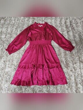 Emma & Michele Metallic Fuchsia Ruffle Dress